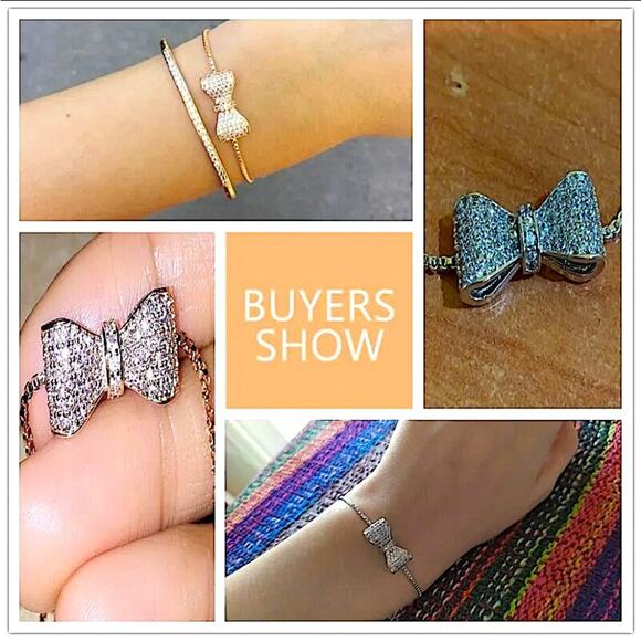 White Gold Plated Bow Knot Bracelet - Picture 6 of 7